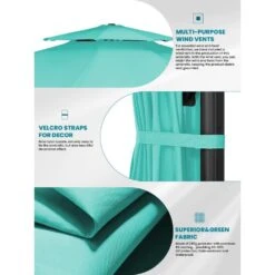 11 Ft.Double Top Round Outdoor Cantilever Umbrella With Cover,Heavy-Duty 360° Rotation Patio Umbrella In Peacock Blue -Jearey jearey cantilever umbrellas 11sdylm pb a0 1000