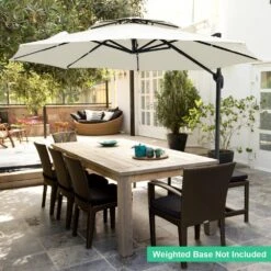 11 Ft.Double Top Round Outdoor Cantilever Umbrella With Cover,Heavy-Duty 360° Rotation Patio Umbrella In Off-White -Jearey jearey cantilever umbrellas 11sdylm ww 4f 1000