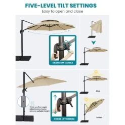13 Ft. Aluminum 360-Degree Rotation Cantilever Patio Umbrella With Cover In Beige -Jearey jearey cantilever umbrellas 13sdylm beige 77 1000