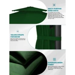 13 Ft. Patio Round Umbrella 360-Degree Rotation Cantilever Umbrella With Cover In Dark Green -Jearey jearey cantilever umbrellas 13sdylm dgn 1f 1000