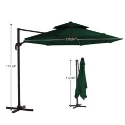 13 Ft. Patio Round Umbrella 360-Degree Rotation Cantilever Umbrella With Cover In Dark Green -Jearey jearey cantilever umbrellas 13sdylm dgn fa 1000