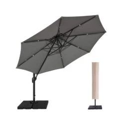 13 Ft. Aluminum 360-Degree Rotation Cantilever Patio Umbrella With Cover In Gray -Jearey jearey cantilever umbrellas 13sdylm gray 1d 1000