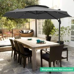 13 Ft. Aluminum 360-Degree Rotation Cantilever Patio Umbrella With Cover In Gray -Jearey jearey cantilever umbrellas 13sdylm gray 4f 1000
