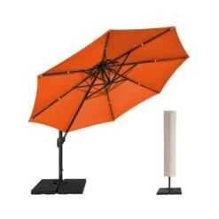 13 Ft. Aluminum 360-Degree Rotation Cantilever Patio Umbrella With Cover In Orange -Jearey jearey cantilever umbrellas 13sdylm orange 1d 1000