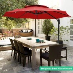 13 Ft. Aluminum 360-Degree Rotation Cantilever Patio Umbrella With Cover In Red -Jearey jearey cantilever umbrellas 13sdylm red 4f 1000