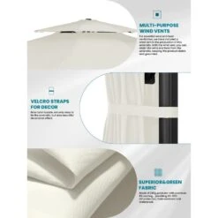 13 Ft. Patio Round Umbrella 360-Degree Rotation Cantilever Umbrella With Cover In Off-White -Jearey jearey cantilever umbrellas 13sdylm wt 1f 1000