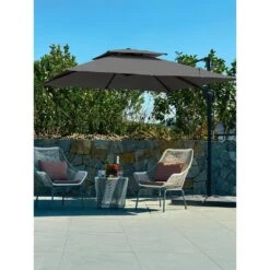 9 Ft. X 9 Ft. Square Aluminum Cantilever Tilt Patio Umbrella In Gray -Jearey jearey cantilever umbrellas 9 9sdylm gray 40 1000