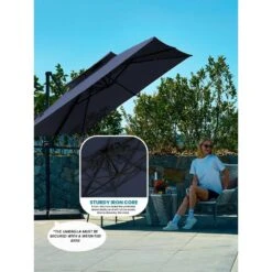 9 Ft. X 9 Ft. Square Aluminum Cantilever Tilt Patio Umbrella In Navy 15 9 Ft. X 9 Ft. Square Aluminum Cantilever Tilt Patio Umbrella In Navy -Jearey jearey cantilever umbrellas 9 9sdylm navy 1d 1000