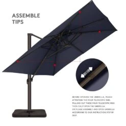 9 Ft. X 9 Ft. Square Aluminum Cantilever Tilt Patio Umbrella In Navy 18 9 Ft. X 9 Ft. Square Aluminum Cantilever Tilt Patio Umbrella In Navy -Jearey jearey cantilever umbrellas 9 9sdylm navy c3 1000