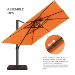 9 Ft. X 9 Ft. Square Aluminum Cantilever Tilt Patio Umbrella In Orange -Jearey jearey cantilever umbrellas 9 9sdylm orange 4f 1000