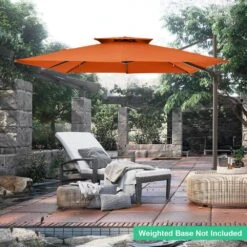 9 Ft. X 9 Ft. Square Aluminum Cantilever Tilt Patio Umbrella In Orange