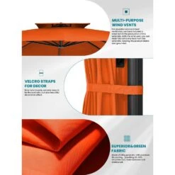 9 Ft. X 9 Ft. Square Aluminum Cantilever Tilt Patio Umbrella In Orange -Jearey jearey cantilever umbrellas 9 9sdylm orange a0 1000