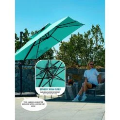 9 Ft. X 9 Ft. Square Aluminum Cantilever Tilt Patio Umbrella In Peacook Blue -Jearey jearey cantilever umbrellas 9 9sdylm pb 1d 1000