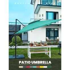 9 Ft. X 9 Ft. Square Aluminum Cantilever Tilt Patio Umbrella In Peacook Blue -Jearey jearey cantilever umbrellas 9 9sdylm pb 31 1000