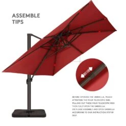 9 Ft. X 9 Ft. Square Aluminum Cantilever Tilt Patio Umbrella In Red -Jearey jearey cantilever umbrellas 9 9sdylm red c3 1000