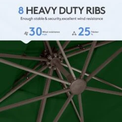 10 Ft. X 10 Ft. Square Cantilever Patio Umbrella With Weighted Base In Dark Green -Jearey jearey cantilever umbrellas fx10ddz dg 44 1000