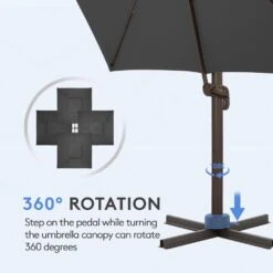 10 Ft. X 10 Ft. Sq. Cantilever Patio Umbrella With Weighted Base In Gray -Jearey jearey cantilever umbrellas fx10ddz gy 1f 1000