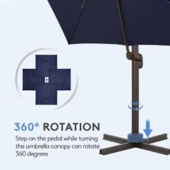 10 Ft. X 10 Ft. Sq. Cantilever Patio Umbrella With Weighted Base In Navy -Jearey jearey cantilever umbrellas fx10ddz nv 44 1000