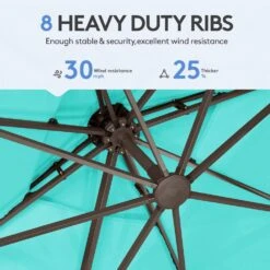 10 Ft. X 10 Ft. Square Cantilever Patio Umbrella With Weighted Base In Peacock Blue -Jearey jearey cantilever umbrellas fx10ddz pb 44 1000