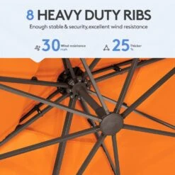 10 Ft. X 10 Ft. Square Cantilever Patio Umbrella With Weighted Base In Pumpkin -Jearey jearey cantilever umbrellas fx10ddz pp 44 1000