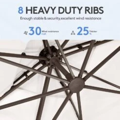 10 Ft. X 10 Ft. Square Cantilever Patio Umbrella With Weighted Base In Off-White -Jearey jearey cantilever umbrellas fx10ddz wt 44 1000