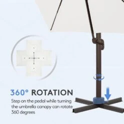 10 Ft. X 10 Ft. Square Cantilever Patio Umbrella With Weighted Base In Off-White -Jearey jearey cantilever umbrellas fx10ddz wt 4f 1000