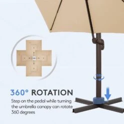 11 Ft. X 11 Ft. Sq. Cantilever Patio Umbrella With Weighted Base In Beige 10 11 Ft. X 11 Ft. Sq. Cantilever Patio Umbrella With Weighted Base In Beige -Jearey jearey cantilever umbrellas fx11ddz bg 4f 1000