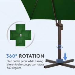 11 Ft. X 11 Ft. Sq. Cantilever Patio Umbrella With Weighted Base In Dark Green -Jearey jearey cantilever umbrellas fx11ddz dg 4f 1000