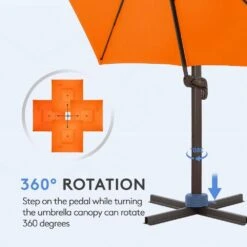 11 Ft. X 11 Ft. Sq. Cantilever Patio Umbrella With Weighted Base In Pumpkin 10 11 Ft. X 11 Ft. Sq. Cantilever Patio Umbrella With Weighted Base In Pumpkin -Jearey jearey cantilever umbrellas fx11ddz pp 4f 1000