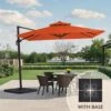 11 Ft. X 11 Ft. Sq. Cantilever Patio Umbrella With Weighted Base In Pumpkin