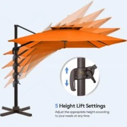 11 Ft. X 11 Ft. Sq. Cantilever Patio Umbrella With Weighted Base In Pumpkin 9 11 Ft. X 11 Ft. Sq. Cantilever Patio Umbrella With Weighted Base In Pumpkin -Jearey jearey cantilever umbrellas fx11ddz pp c3 1000