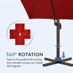 11 Ft. X 11 Ft. Sq. Cantilever Patio Umbrella With Weighted Base In Red -Jearey jearey cantilever umbrellas fx11ddz rd 4f 1000