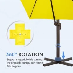 11 Ft. X 11 Ft. Sq. Cantilever Patio Umbrella With Weighted Base In Yellow -Jearey jearey cantilever umbrellas fx11ddz ye 4f 1000