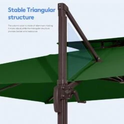 12 Ft. X 12 Ft. Aluminum Cantilever Patio Umbrella With Weighted Base In Dark Green -Jearey jearey cantilever umbrellas fx12ddz dg 1f 1000