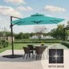 12 Ft. X 12 Ft. Aluminum Cantilever Patio Umbrella With Weighted Base In Peacock Blue