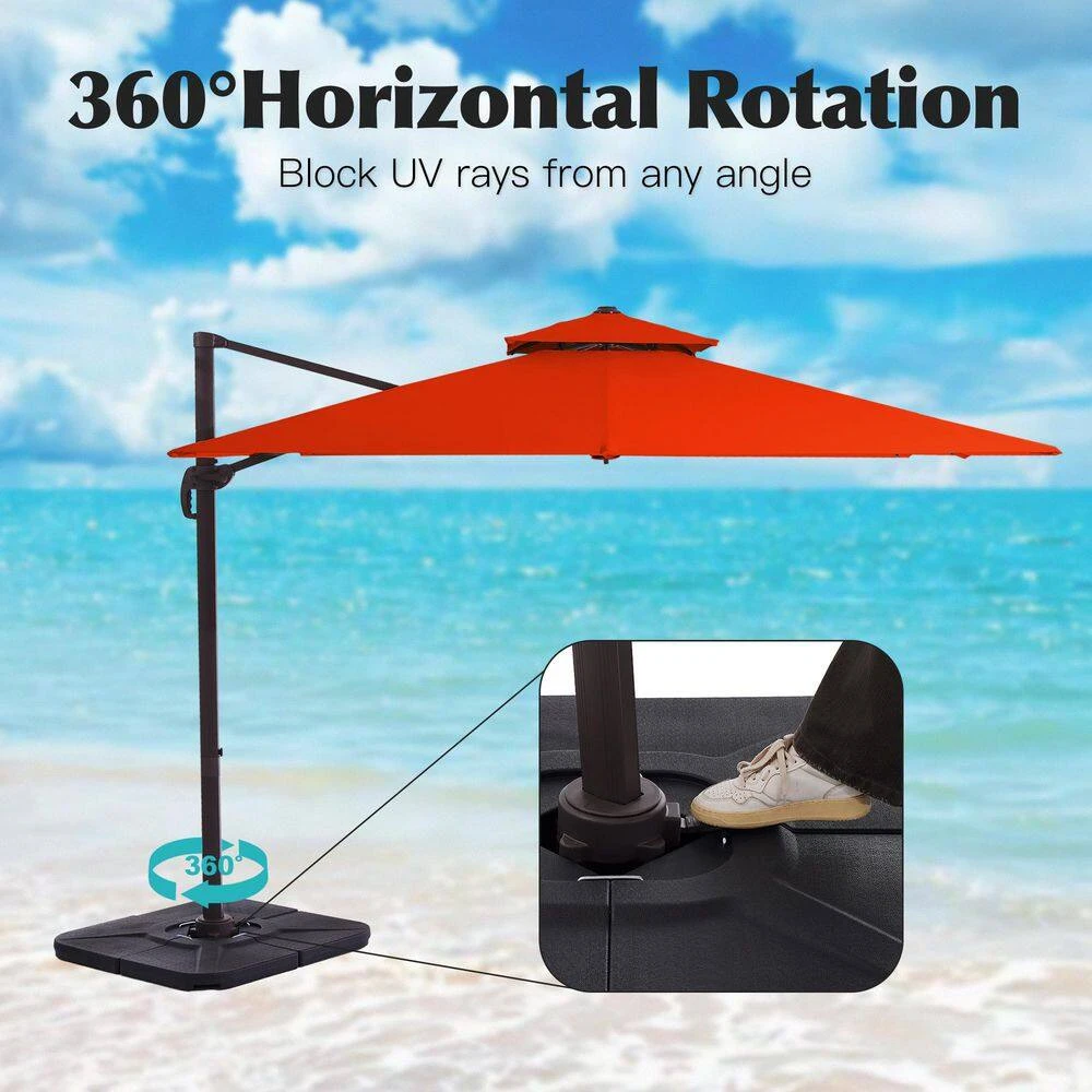 12 Ft. X 12 Ft. Aluminum Cantilever Patio Umbrella With Weighted Base In Pumpkin 7 12 Ft. X 12 Ft. Aluminum Cantilever Patio Umbrella With Weighted Base In Pumpkin - Image 7