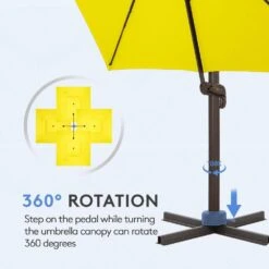 12 Ft. X 12 Ft. Aluminum Cantilever Patio Umbrella With Weighted Base In Yellow -Jearey jearey cantilever umbrellas fx12ddz ye 1f 1000