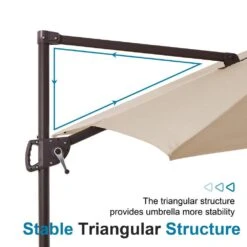 10 Ft. X 10 Ft. Square Outdoor Patio Cantilever Umbrella With Tilt In Beige -Jearey jearey cantilever umbrellas jylmfx10 dz bg fa 1000