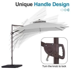 10 Ft. X 10 Ft. Square Outdoor Patio Cantilever Umbrella With Tilt In Light Gray -Jearey jearey cantilever umbrellas jylmfx10 dz lgy c3 1000