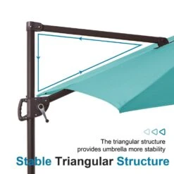 10 Ft. X 10 Ft. Square Outdoor Patio Cantilever Umbrella With Tilt In Peacock Blue -Jearey jearey cantilever umbrellas jylmfx10 dz pb fa 1000