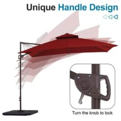 10 Ft. X 10 Ft. Square Outdoor Patio Cantilever Umbrella With Tilt In Red -Jearey jearey cantilever umbrellas jylmfx10 dz rd c3 1000