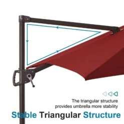10 Ft. X 10 Ft. Square Outdoor Patio Cantilever Umbrella With Tilt In Red -Jearey jearey cantilever umbrellas jylmfx10 dz rd fa 1000