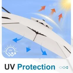 10 Ft. X 10 Ft. Square Outdoor Patio Cantilever Umbrella With Tilt In Off-White -Jearey jearey cantilever umbrellas jylmfx10 dz wt 1f 1000