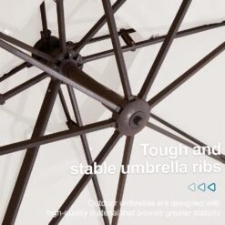 10 Ft. X 10 Ft. Square Outdoor Patio Cantilever Umbrella With Tilt In Off-White -Jearey jearey cantilever umbrellas jylmfx10 dz wt 76 1000