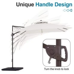 10 Ft. X 10 Ft. Square Outdoor Patio Cantilever Umbrella With Tilt In Off-White -Jearey jearey cantilever umbrellas jylmfx10 dz wt c3 1000
