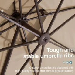 9 Ft. X 9 Ft. Square Outdoor Patio Cantilever Umbrella With Tilt In Beige -Jearey jearey cantilever umbrellas jylmfx9 dz bg 44 1000