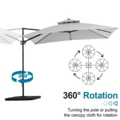 9 Ft. X 9 Ft. Square Outdoor Patio Cantilever Umbrella With Tilt In Light Gray -Jearey jearey cantilever umbrellas jylmfx9 dz lgy 4f 1000