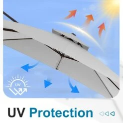 9 Ft. X 9 Ft. Square Outdoor Patio Cantilever Umbrella With Tilt In Light Gray -Jearey jearey cantilever umbrellas jylmfx9 dz lgy fa 1000