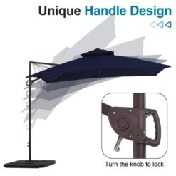 9 Ft. X 9 Ft. Square Outdoor Patio Cantilever Umbrella With Tilt In Navy -Jearey jearey cantilever umbrellas jylmfx9 dz nv c3 1000