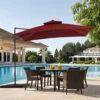 9 Ft. X 9 Ft. Square Outdoor Patio Cantilever Umbrella With Tilt In Red